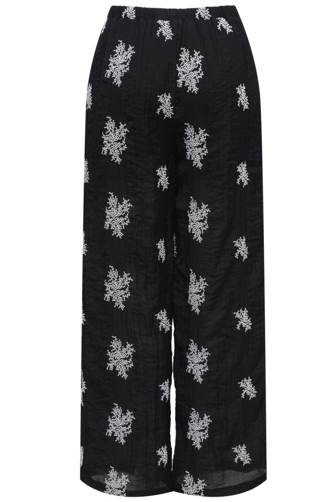JDYTHEO HW WIDE EMBROIDERY PANT WVN 15352649 BLACK/FLOWERS EMB